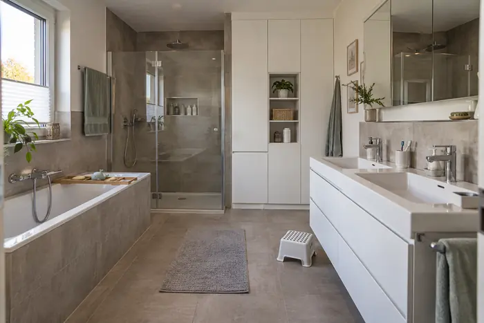 Familienbad mit Wanne und Dusche
